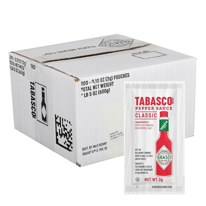 TABASCO Brand Original Red Pepper Sauce, Hot, Single Packets (200-Pack)