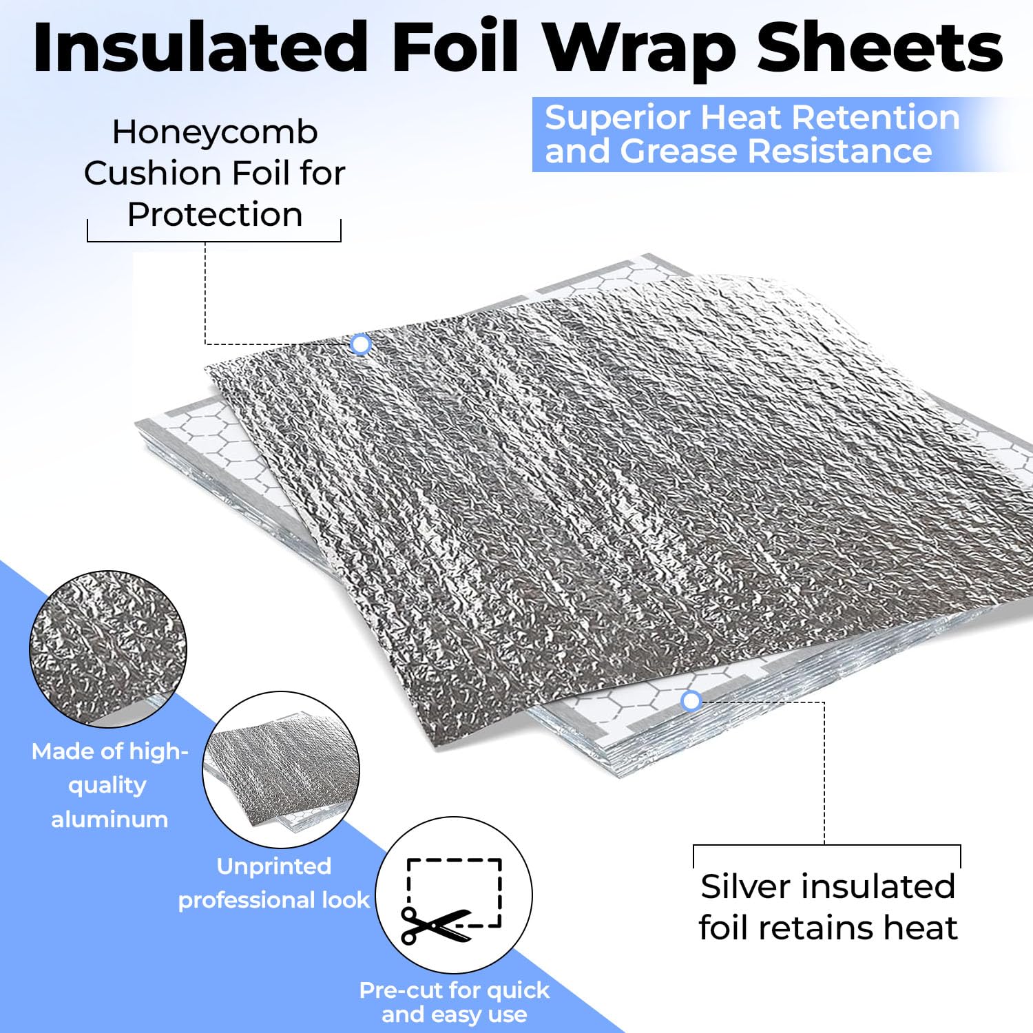 [1000 Pack] Insulated Foil Sandwich Wrap Sheets - 10 3/4" x 14" Durable, and Easy to Use for Sandwiches and Snacks, Catering and Food Service, view 3