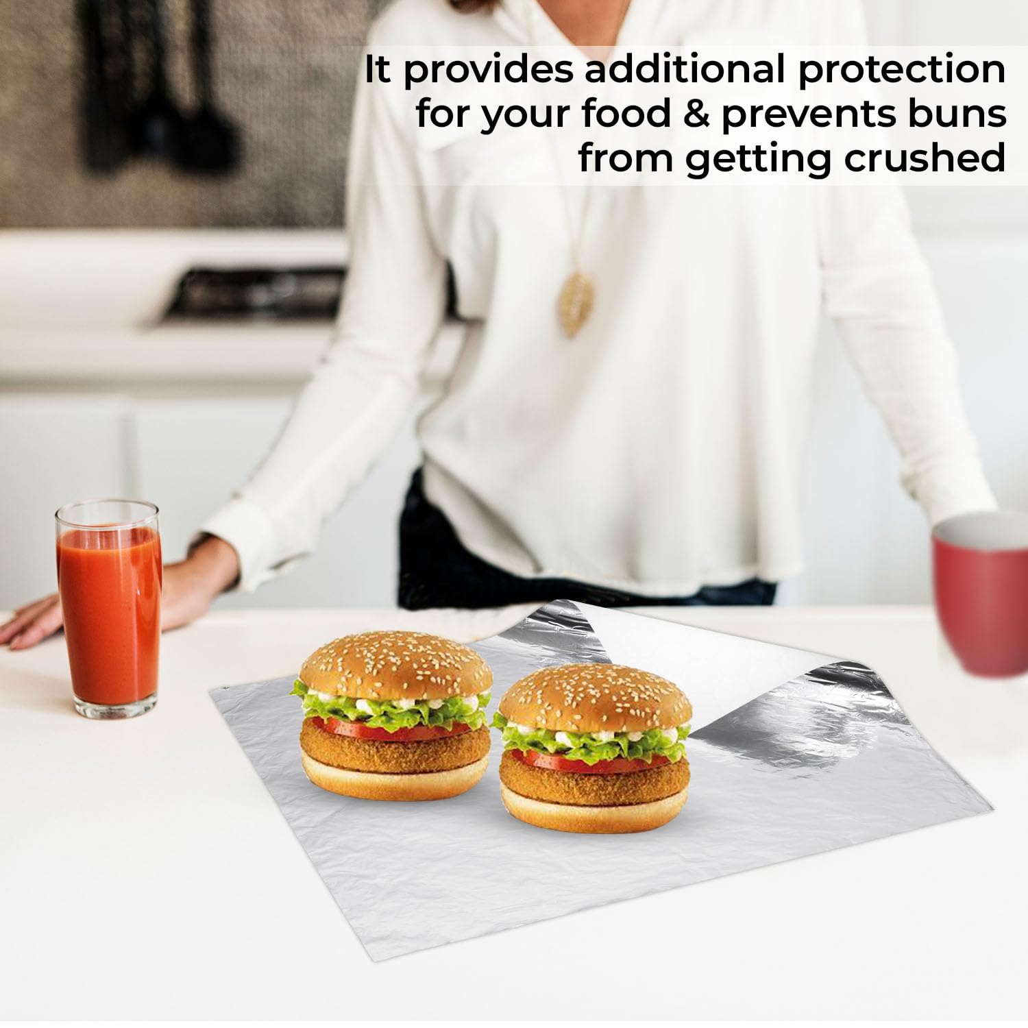 [1000 Pack] Insulated Foil Sandwich Wrap Sheets - 10 3/4" x 14" Durable, and Easy to Use for Sandwiches and Snacks, Catering and Food Service, view 6
