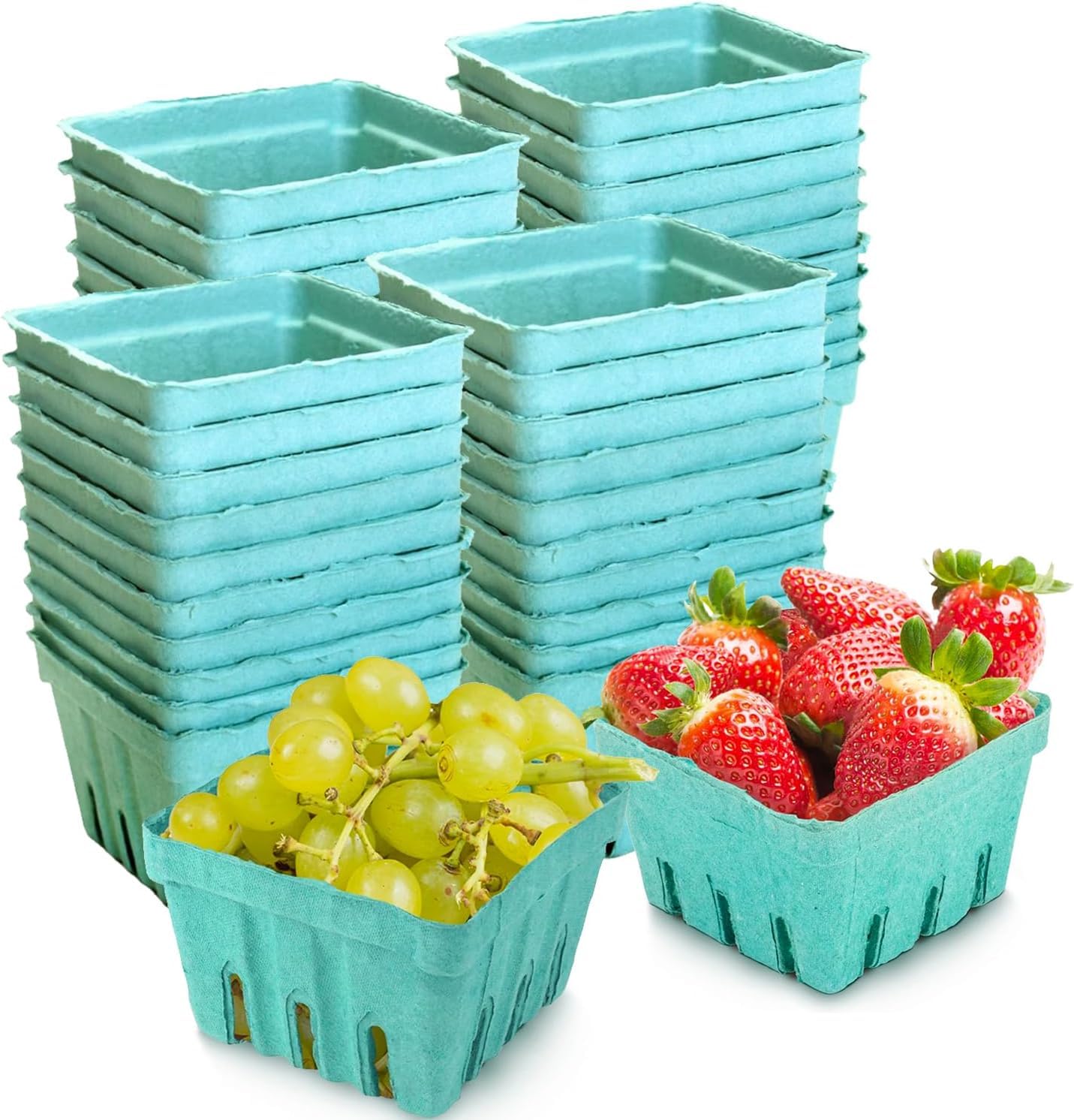 Molded Pulp Berry Basket, 1 Qt, Green, 250/Case