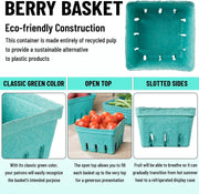 Molded Pulp Berry Basket, 1 Qt, Green, 250/Case view 4