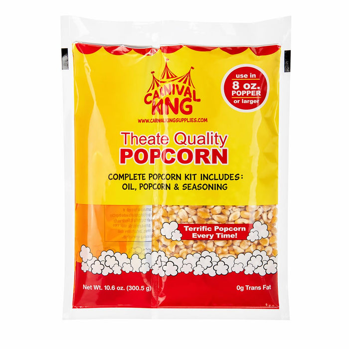 Great Northern Popcorn All-In-One Popcorn Packs for 8 oz to 10 oz Popcorn Machines, Pre-Measured Kernels Oil & Salt, 24 Count Commercial Popcorn Kit for Concession Stands & Movie Nights