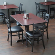 Glownary Reversible Dining Table Set, 30 x 48 inches, Cherry/Black Top with 4 Cross Back Chairs, Standard Height view 2