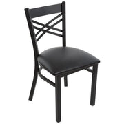 Glownary Reversible Dining Table Set, 30 x 48 inches, Cherry/Black Top with 4 Cross Back Chairs, Standard Height view 3