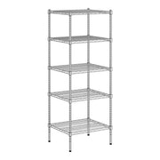 Glownary NSF Chrome Wire Shelving Unit, 5-Shelf Storage Kit, Silver Steel, 21x24x64 Inch, 600 lb per Shelf Capacity, for Warehouse, Kitchen, Retail