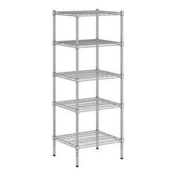 Glownary NSF Chrome Wire Shelving Unit, 5-Shelf Storage Kit, Silver Steel, 21x24x64 Inch, 600 lb per Shelf Capacity, for Warehouse, Kitchen, Retail