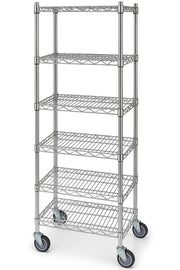 Glownary NSF Chrome Wire Shelving Unit, 24x24x70 Inch, 5 Adjustable Shelves, Mobile Storage Rack with Casters, 600 lb Per Shelf Capacity, for Retail, Kitchen, Warehouse