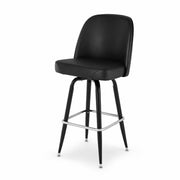 Glownary Swivel Bar Stools, Black Vinyl Bucket Seat, 29.5 Inch Height, 350 lb Capacity, 2-Pack