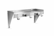 Glownary Stainless Steel Utility Shelf with 2 Mop and Broom Holders, 3 Rag Hooks, Wall-Mounted Storage Organizer (Stainless Steel, 24'', Utility Shelf)