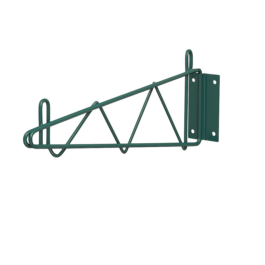 Glownary Green Epoxy Wire Wall Mounting Brackets, 18 Inch Deep, Metal, NSF Listed, 2 Pack Set, 360 lb Capacity