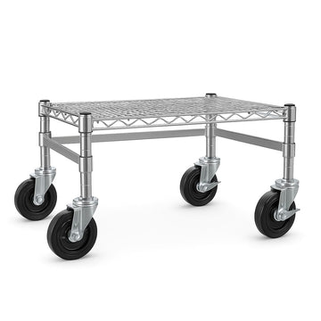 Glownary Chrome Plated Mobile Dunnage Rack, Steel Wire Construction, 18x24x14 Inch, 600 lb Capacity, NSF Listed, With Locking Casters, for Warehouse, Stock Rooms