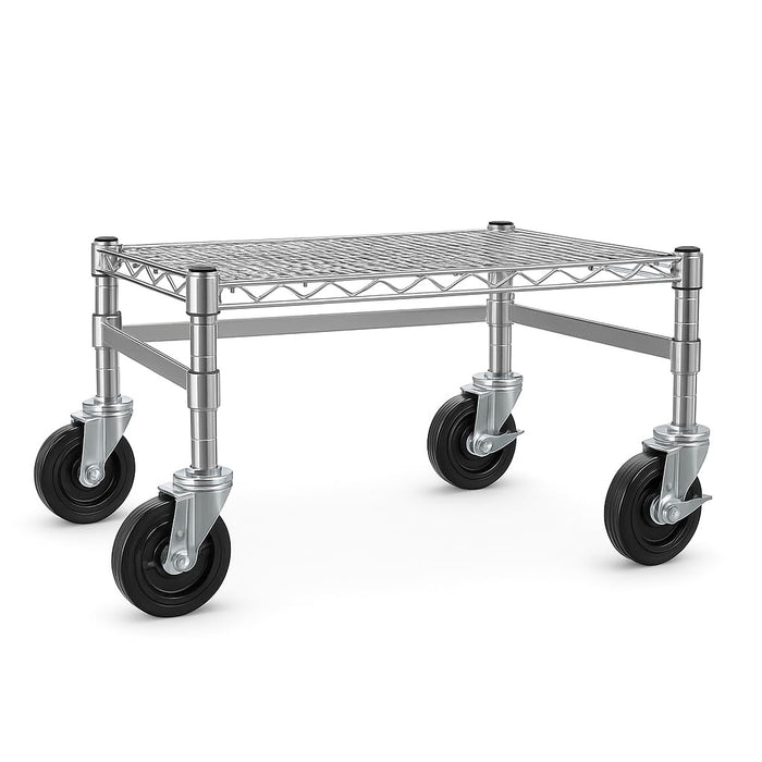 Glownary Chrome Plated Mobile Dunnage Rack, Steel Wire Construction, 18x24x14 Inch, 600 lb Capacity, NSF Listed, With Locking Casters, for Warehouse, Stock Rooms