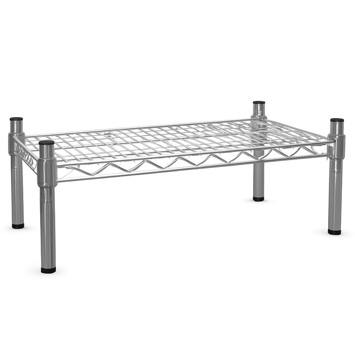 Glownary Chrome Dunnage Shelf, NSF Listed, Wire Construction, 12x24x8 Inches, 600 lb Capacity, Silver, for Warehouse, Kitchen, Retail Storage