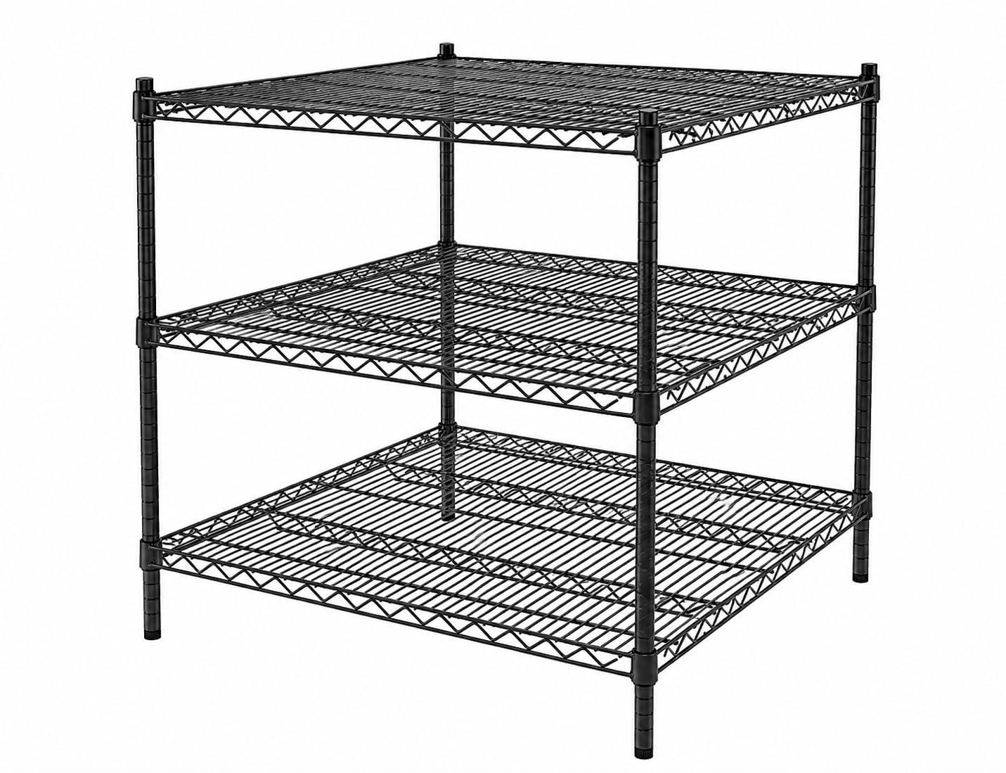 Glownary NSF Black Epoxy Wire Shelving Unit, 36x36x34 Inch, 3 Adjustable Shelves, 600 lb Per Shelf Capacity, for Warehouse, Storage, Commercial Use