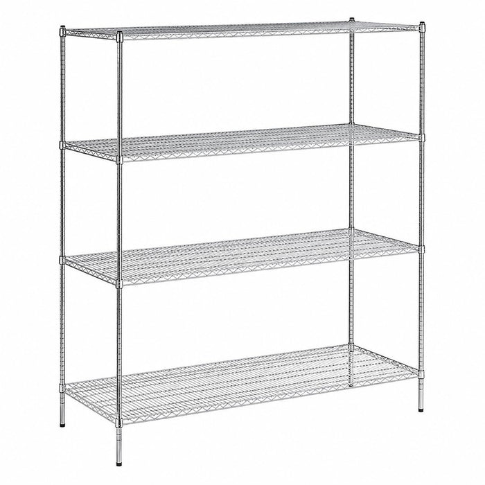 Glownary Chrome Wire Shelving Unit, 4-Tier NSF Commercial Storage Rack, Silver Steel, 30x72x86 Inches, 1800 lb Capacity