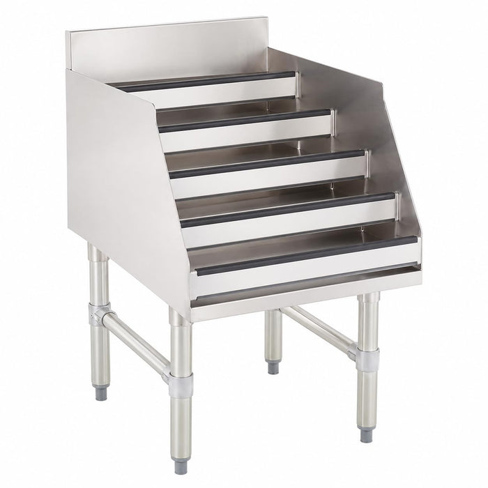 Glownary Stainless Steel Liquor Display Rack, 5-Tier, 18x23x33 Inches, NSF Listed, 20-Bottle Capacity, with 3-Inch Backsplash