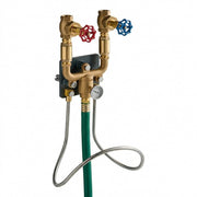 Glownary Hot and Cold Mixing Washdown Station with Valve, Thermometer, Hose Rack, Brass Construction, 3/4 Inch NPT, 300 PSI
