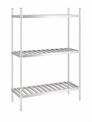 Glownary Commercial Aluminum Keg Rack, Silver, 20 x 60 x 76 Inches, 6 Keg Capacity, NSF Listed, Adjustable 3-Shelf Storage