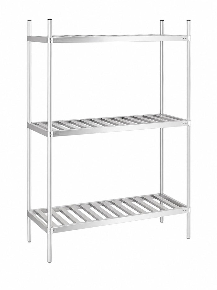 Glownary Commercial Aluminum Keg Rack, Silver, 20 x 60 x 76 Inches, 6 Keg Capacity, NSF Listed, Adjustable 3-Shelf Storage