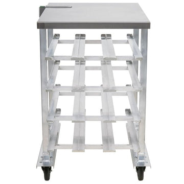 Glownary CANRK72SS Mobile Aluminum Can Rack with Stainless Steel Top, 72#10 Cans Capacity, NSF Listed, 35x25x42 Inch, Mounted Can Opener Base
