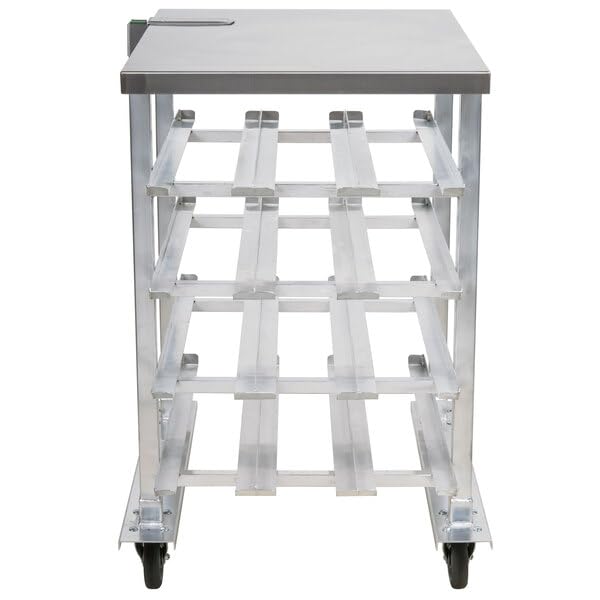 Glownary CANRK72SS Mobile Aluminum Can Rack with Stainless Steel Top, 72#10 Cans Capacity, NSF Listed, 35x25x42 Inch, Mounted Can Opener Base