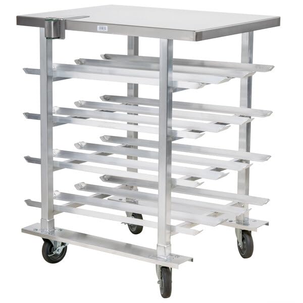Glownary CANRK72SS Mobile Aluminum Can Rack with Stainless Steel Top, 72#10 Cans Capacity, NSF Listed, 35x25x42 Inch, Mounted Can Opener Base view 2