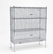 Glownary NSF Chrome Wire Security Storage Cage Kit, Silver Steel, 24x60x74 Inches, 4 Shelves, 450 lb Capacity per Shelf, Stationary