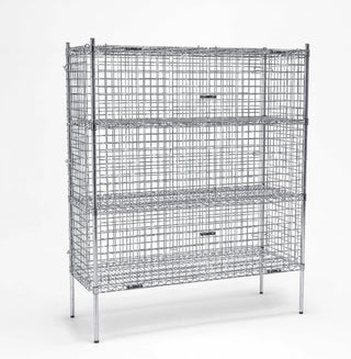 Glownary NSF Chrome Wire Security Storage Cage Kit, Silver Steel, 24x60x74 Inches, 4 Shelves, 450 lb Capacity per Shelf, Stationary