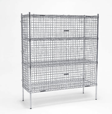Glownary NSF Chrome Wire Security Storage Cage Kit, Silver Steel, 24x60x74 Inches, 4 Shelves, 450 lb Capacity per Shelf, Stationary