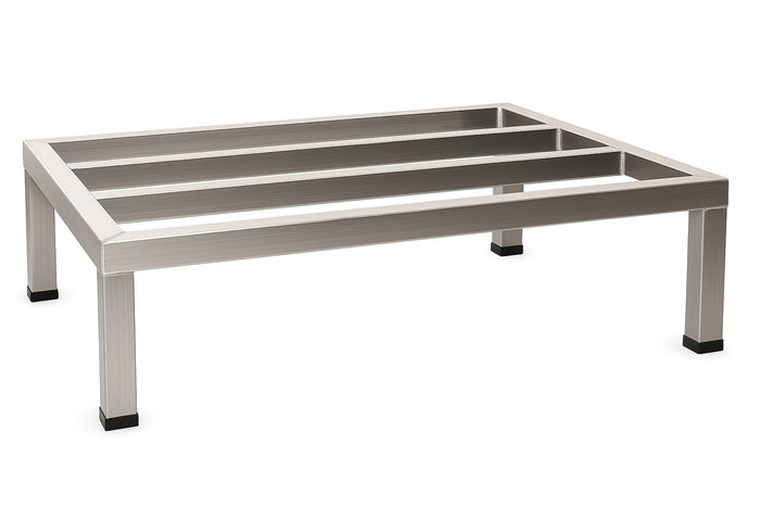 Glownary Aluminum Dunnage Rack, Silver, 36 x 24 x 8 Inches, 1715 lb Capacity, NSF Listed, Stationary Storage Rack with Plastic Feet