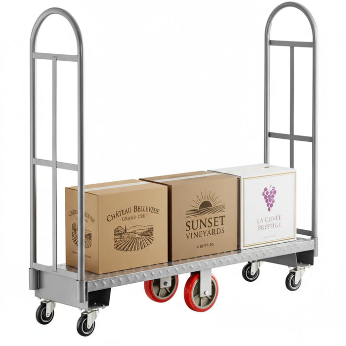 U-Boat Utility Cart, 16W x 60L inches, 2000 lb Capacity, Steel Platform, Silver