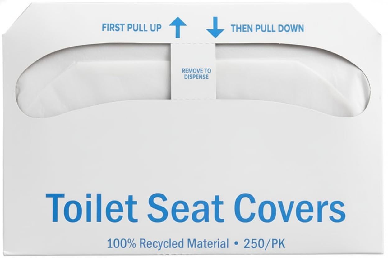 Half Fold Paper Toilet Seat Covers, 16.5 x 14.2 Inches, 5000 per Case, White