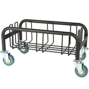 Trash Can Dolly, Black Steel, 200 lb Capacity, 20L x 11.5W x 10.5H inches, with 3-inch Rubber Casters