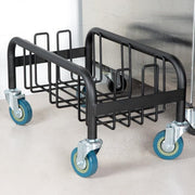 Trash Can Dolly, Black Steel, 200 lb Capacity, 20L x 11.5W x 10.5H inches, with 3-inch Rubber Casters view 2