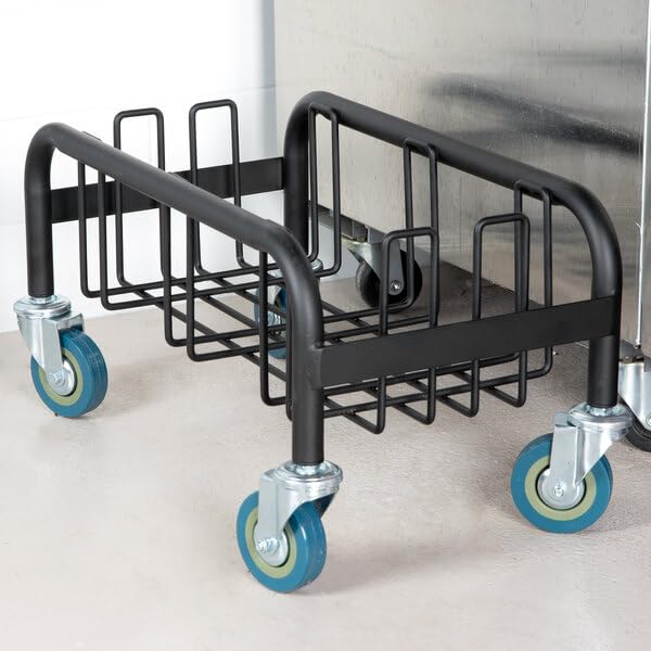 Trash Can Dolly, Black Steel, 200 lb Capacity, 20L x 11.5W x 10.5H inches, with 3-inch Rubber Casters view 2