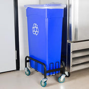 Trash Can Dolly, Black Steel, 200 lb Capacity, 20L x 11.5W x 10.5H inches, with 3-inch Rubber Casters view 3