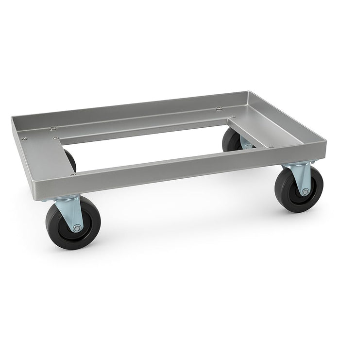 Glownary Commercial Milk Crate Dolly, Aluminum, 27.25x14.25x7.5 Inch, 500 lb Capacity, NSF Listed, 2 Stack Storage, Open Deck Design with Non-Marking Casters