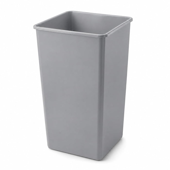 Glownary Square Trash Can, 50 Gallon, Gray, Indoor Outdoor Use, 19.5W x 19.5D x 34.1H inches