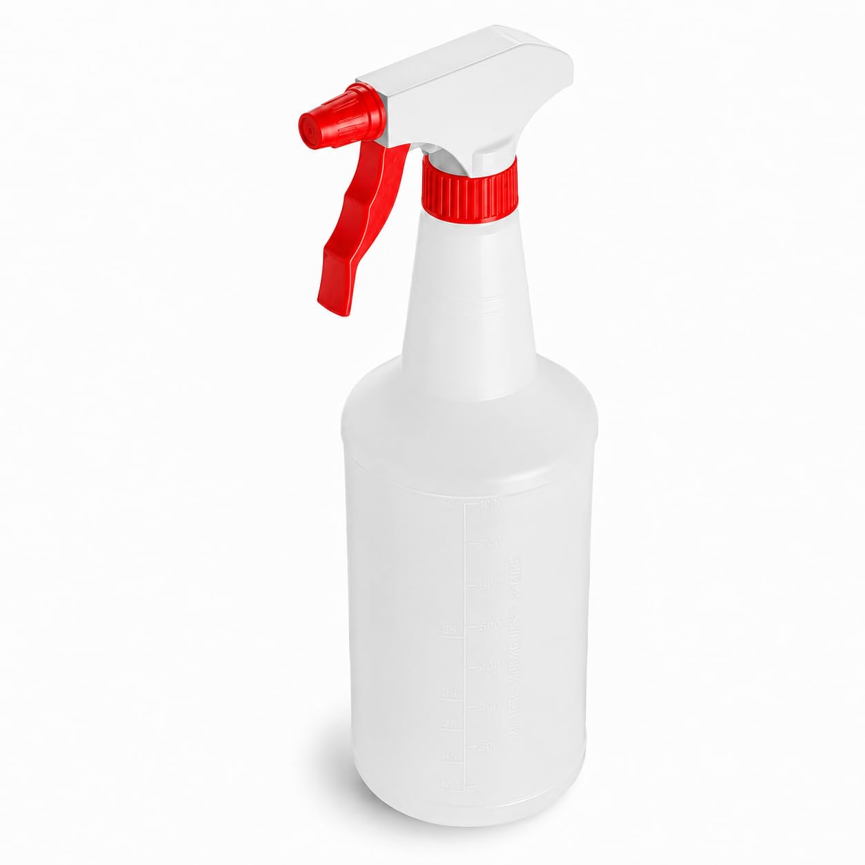 Plastic Spray Bottles, 32 oz, Clear with Red Trigger, 12 Pack, Unlabeled