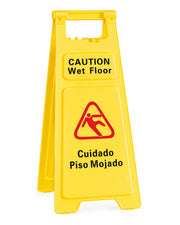 Safety A-Frame Wet Floor Sign, 25 Inch, Yellow, Bilingual, Foldable