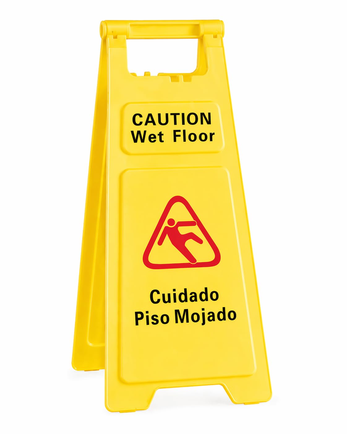 Safety A-Frame Wet Floor Sign, 25 Inch, Yellow, Bilingual, Foldable
