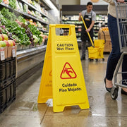 Safety A-Frame Wet Floor Sign, 25 Inch, Yellow, Bilingual, Foldable view 2