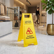 Safety A-Frame Wet Floor Sign, 25 Inch, Yellow, Bilingual, Foldable view 4