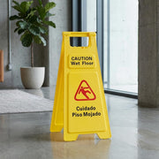 Safety A-Frame Wet Floor Sign, 25 Inch, Yellow, Bilingual, Foldable view 5