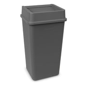 Glownary Square Trash Can with Drop Shot Lid, 50 Gallon, Gray, Indoor/Outdoor Use