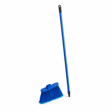 Commercial Angled Broom with Metal Handle, 12 Inch Blue Flagged Head, 48 Inch Handle, HACCP Color-Coded