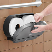 Commercial Double Roll Jumbo Toilet Paper Dispenser, Black, 20.5W x 11.5H inches, Surface Mount, ADA Compliant view 2