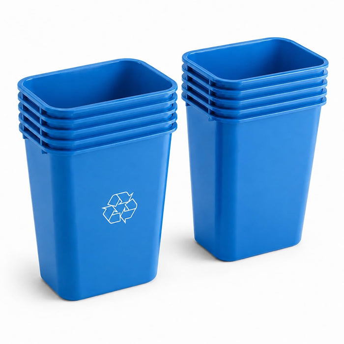 Glownary Recycling Wastebasket, 10 Gallon, Blue, Rectangular, 15.75W x 11.25D x 20H inches, 10/Case
