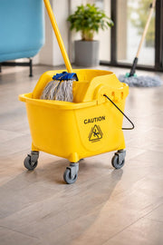 Institutional Mop Bucket with Wringer, 35 Qt. Capacity, Yellow, Funnel-Type view 2