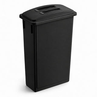 Glownary Slim Trash Can with Lid, 23 Gallon, Black, Heavy Duty Plastic, 20W x 11D x 33H inches